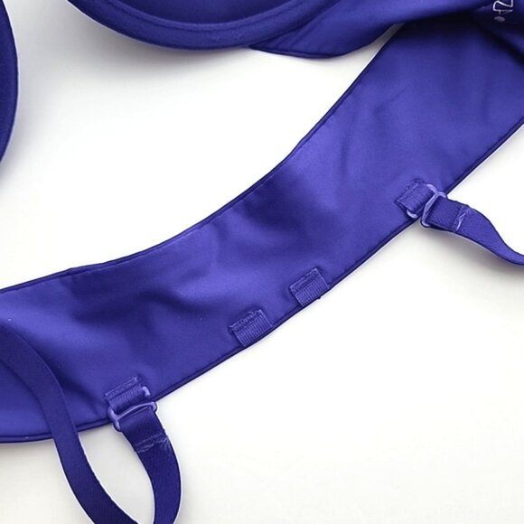 ⭐️2/ $40⭐️ La SENZA Underwire Push-Up Bra Deep Purple Rhinestones Lace Size 38B - Picture 12 of 16